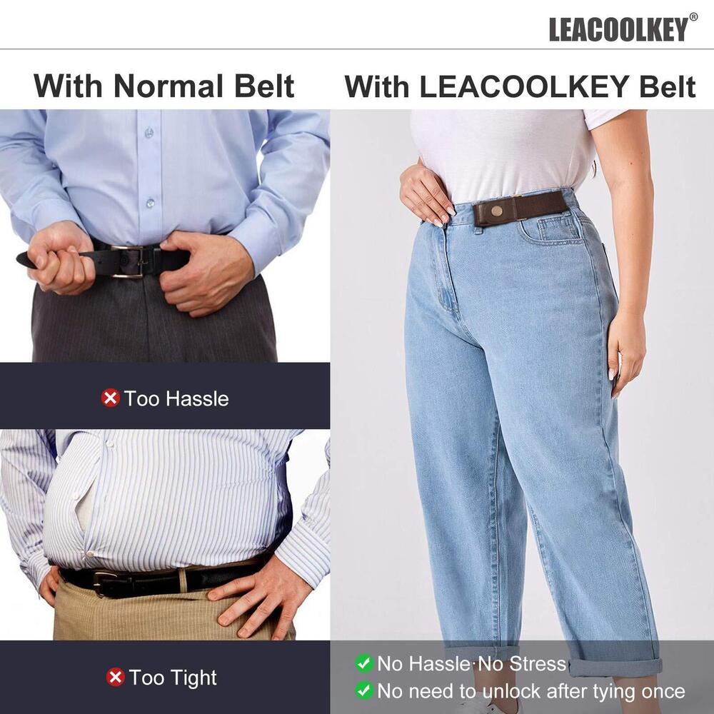 4116 No Buckle Stretch Belt For Women/Men2 Pack Elastic Invisible View 5